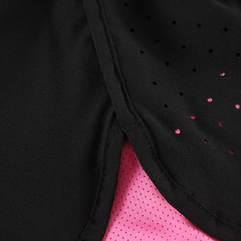 Mesing Short Sport Femme 2 en 1 Pantalon Running Course Court Été Lacets Respirant Short pour Fitness Workout Cyclisme Yoga