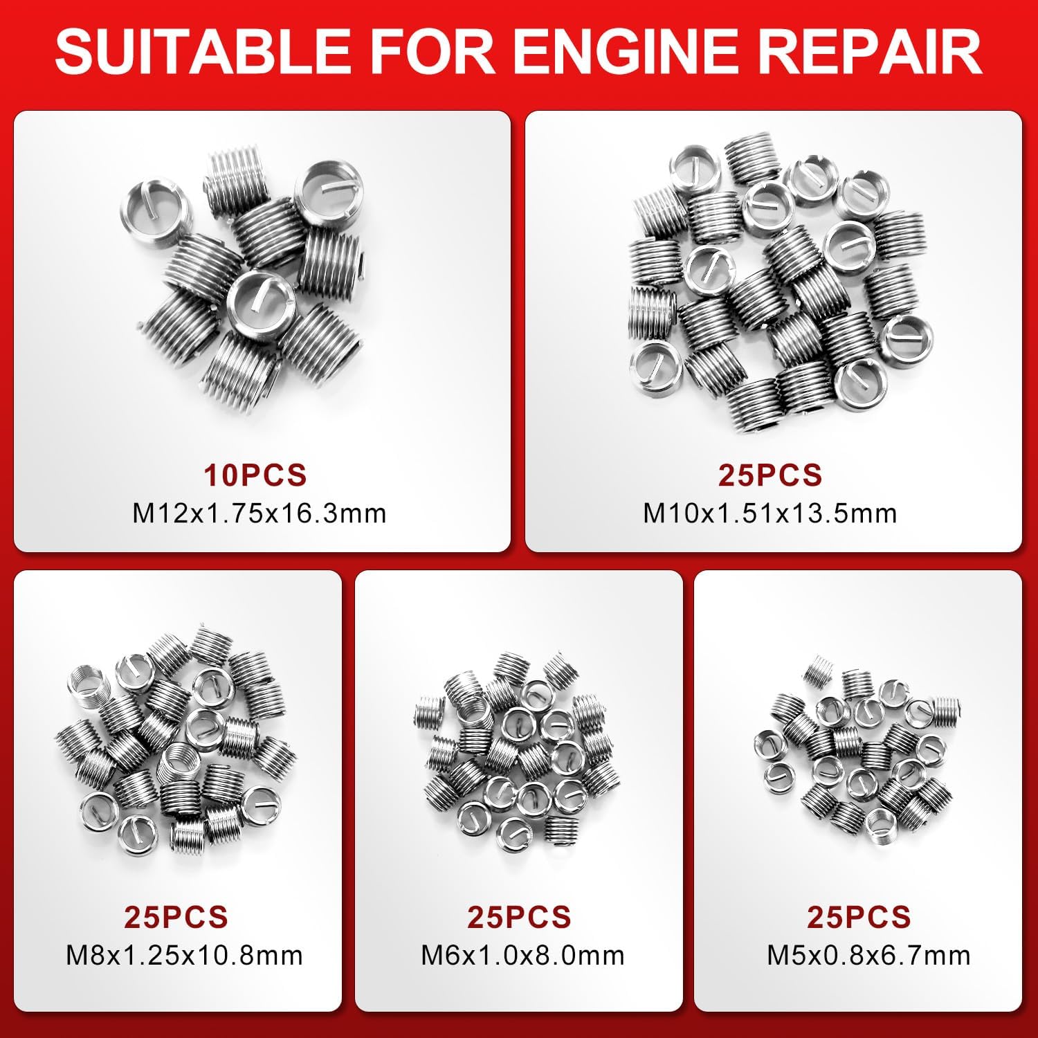 YSTOOL 131pcs Metric Helicoil Thread Repair Kit with HSS Drill Bits Thread Inserts Tap Breakoff Installation Tool Metric M5 M6 M8 M10 M12