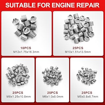 YSTOOL 131pcs Metric Helicoil Thread Repair Kit
