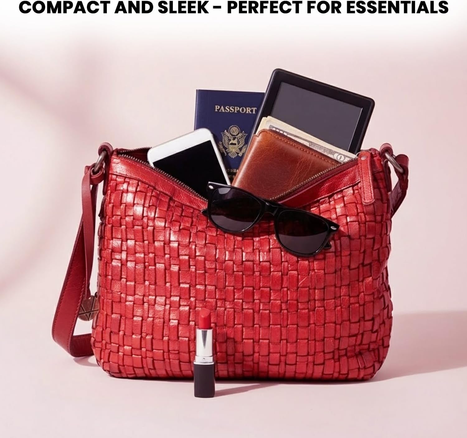 Genuine Leather Crossbody Sling Bag for Women, Purse for Women Trendy Casual Office Bag with Adjustable Strap