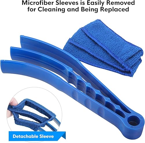 Miniatura 2 de Kit de cepillo limpiador de persianas de ventana, paquete de 2 cepillos con 6 fundas de microfibra, herramientas de limpieza para persianas de