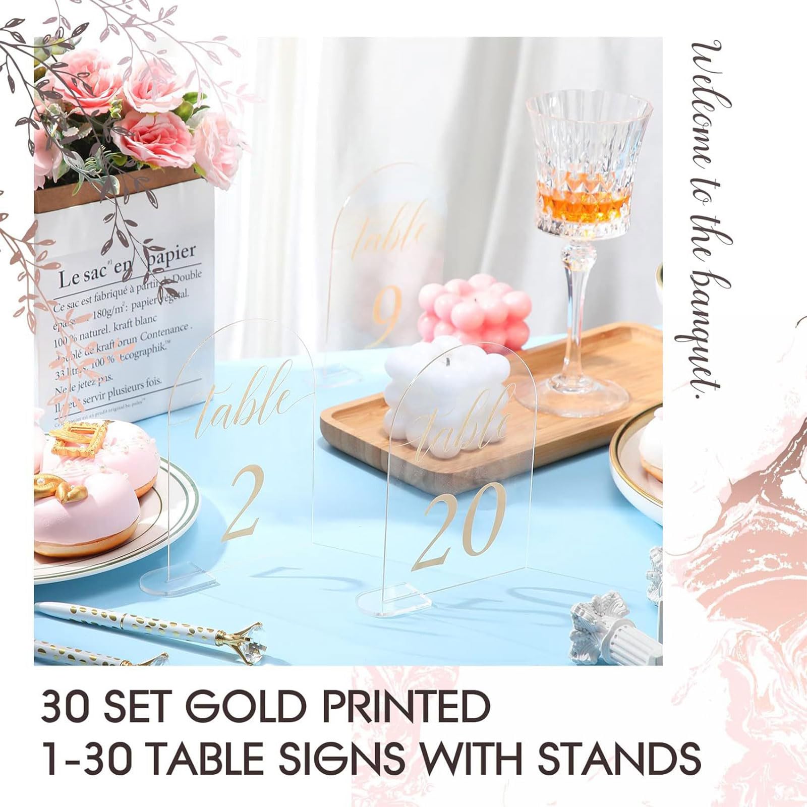 Porte-signe en acrylique transparent présentoir de table Double face T forme car