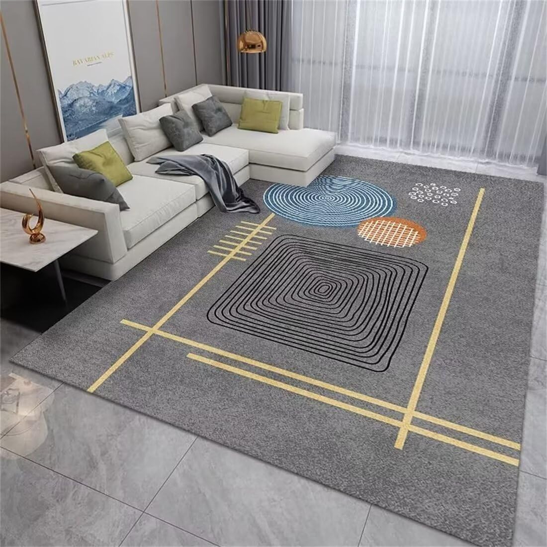 Tapis de salon lavable et géométrique pour un dressing moderne