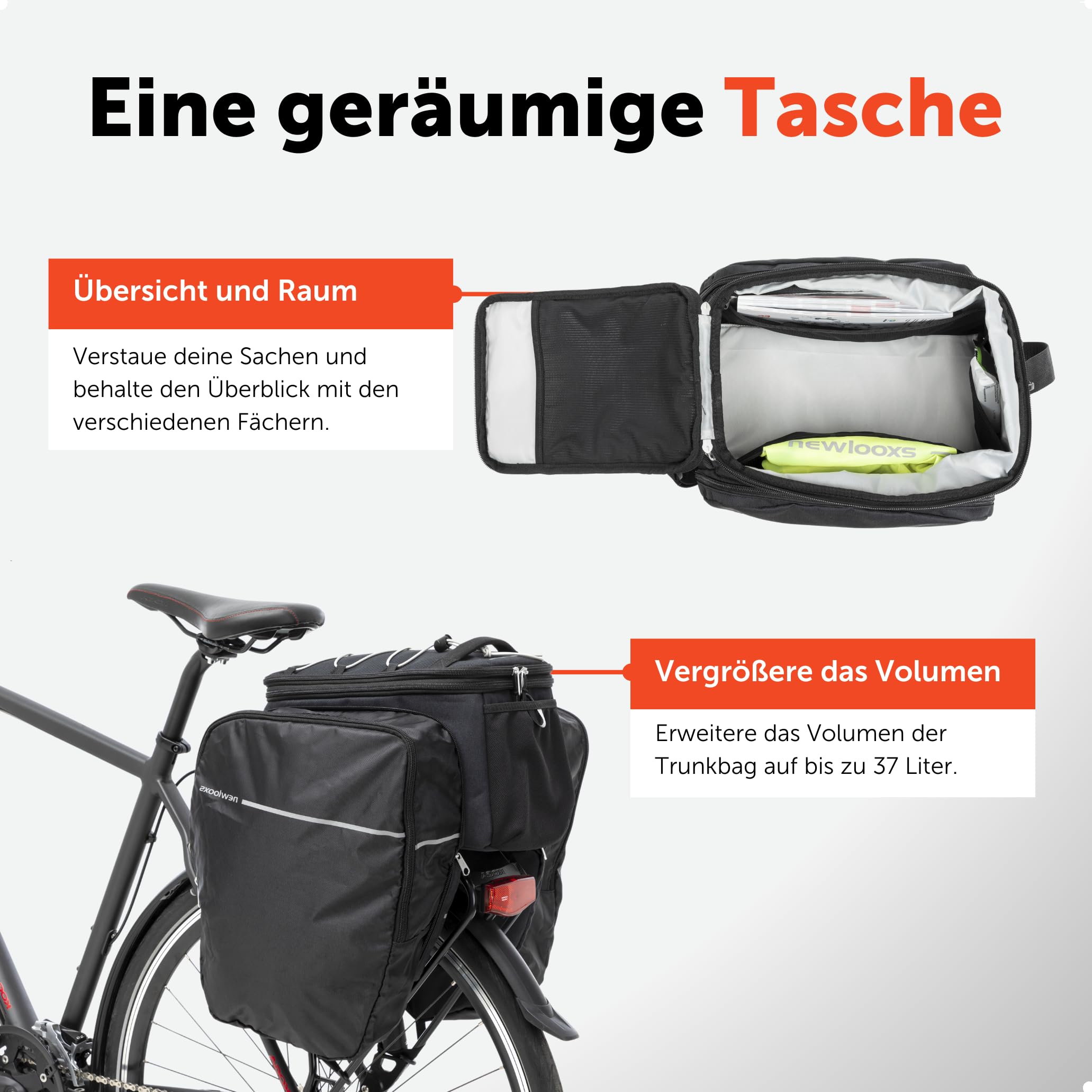 New Looxs Sport Trunkbag 31 L - MIK Gepcktrgertasche - Eingebauter  MIK-Adapter - 100% Wasserdicht Dank Regenhlle - Leicht Fixierbare  Fahrradtasche hinten : Amazon.de: Sport & Freizeit