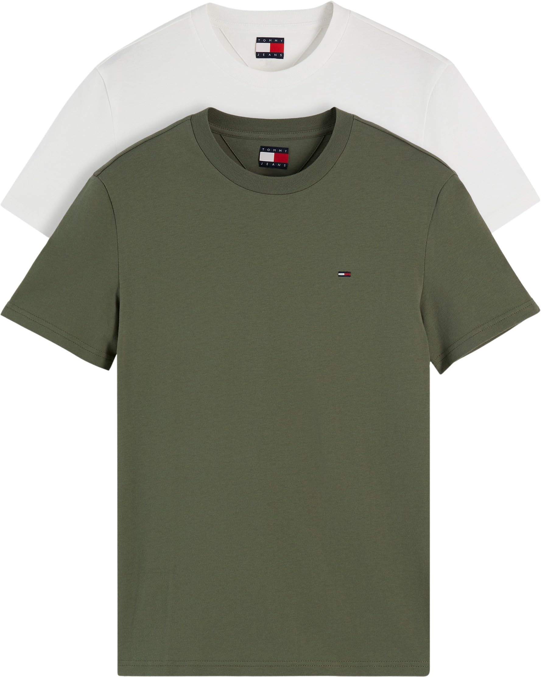 Tommy Jeans Herren S/S T-Shirt, Multi (Ecru/Rocky Mountain), M