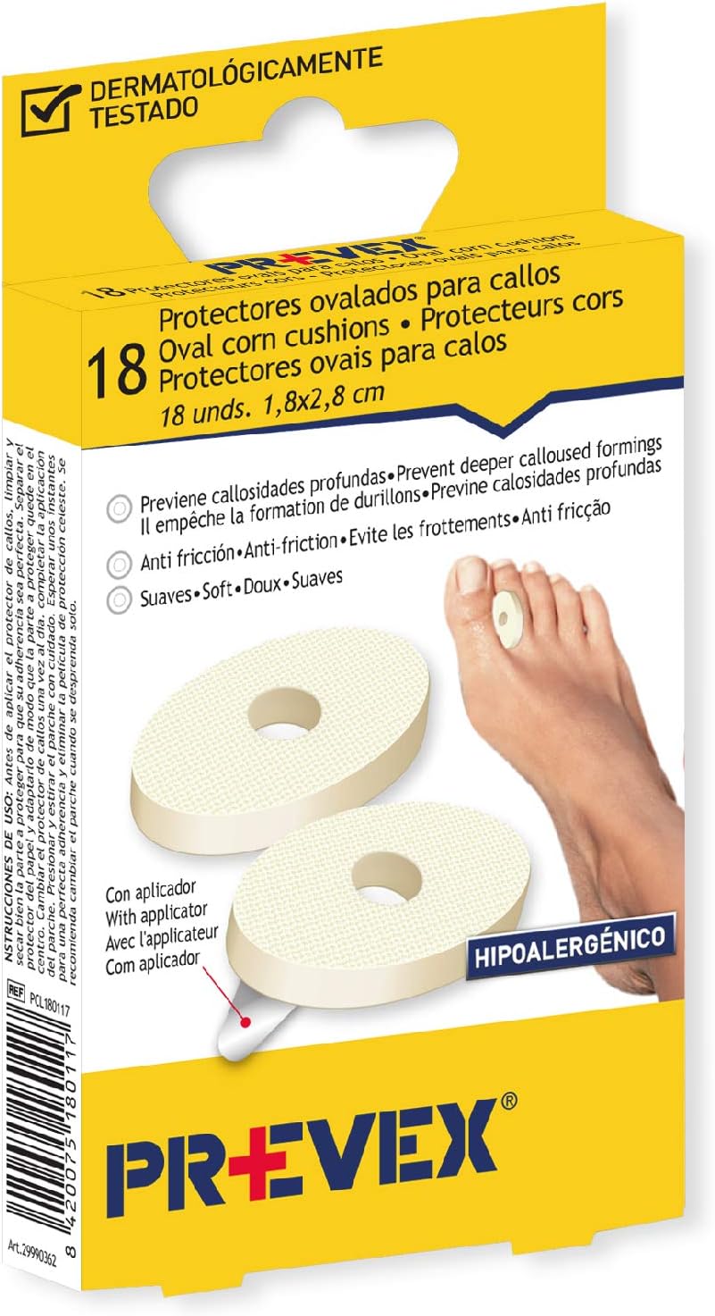 Prevex Protectores Ovalados Hipoalergénicos para Callos 18 Piezas 80 g