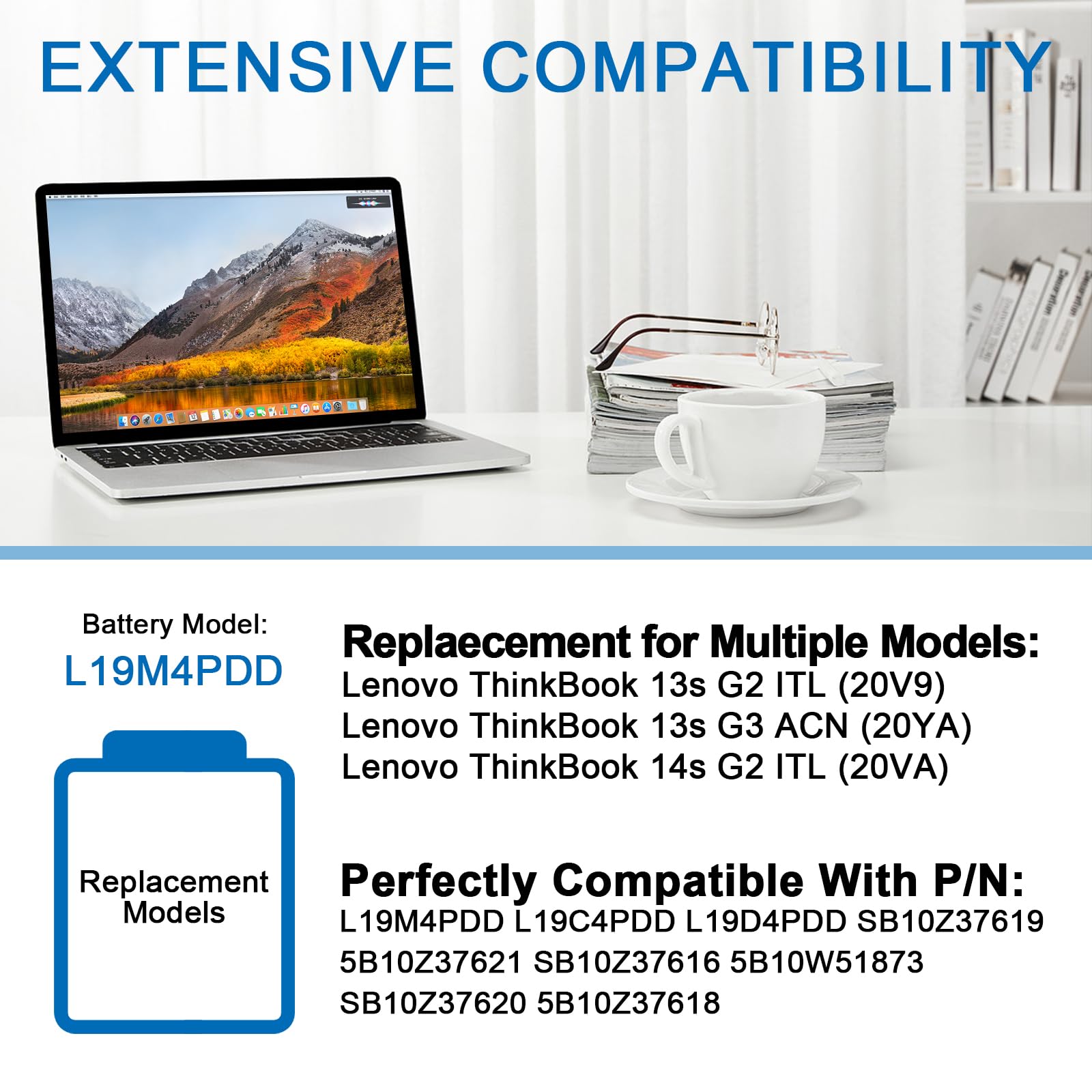 Batteria 56Wh L19M4PDD Per Lenovo ThinkBook 14S/13S G2/G3 – 15.44V, 4 Celle, Ricambio Originale, Garanzia 18 Mesi Batteria 56Wh L19M4PDD Per Lenovo ThinkBook 14S/13S G2/G3 – 15.44V, 4 Celle, Ricambio Originale, Garanzia 18 Mesi