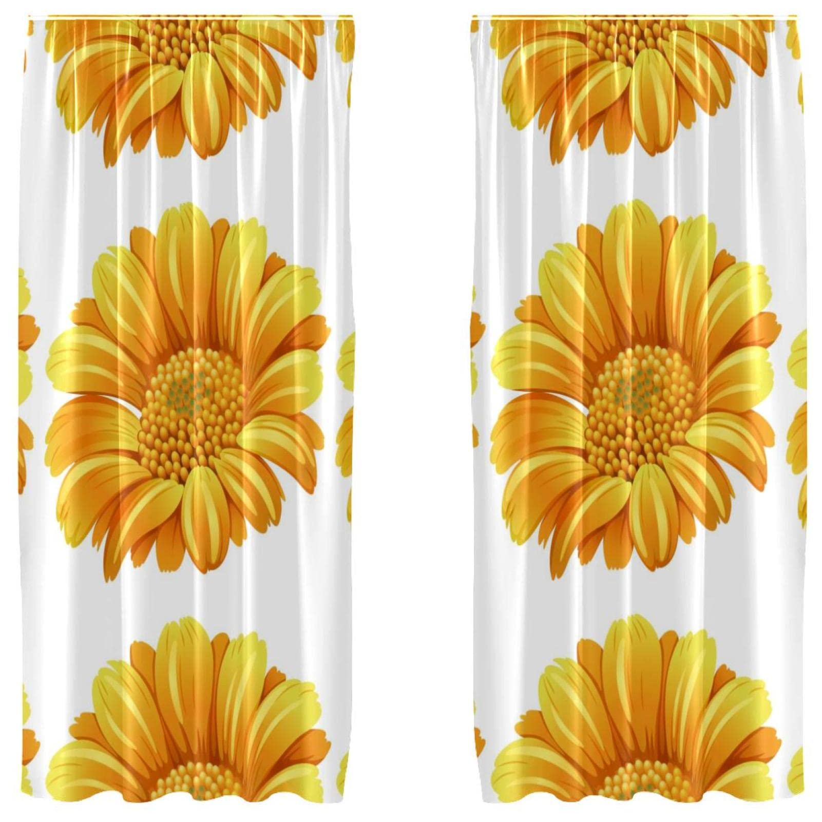 Rideaux occultants tournesol en microfibre peinte haut de gamme 2 panneaux