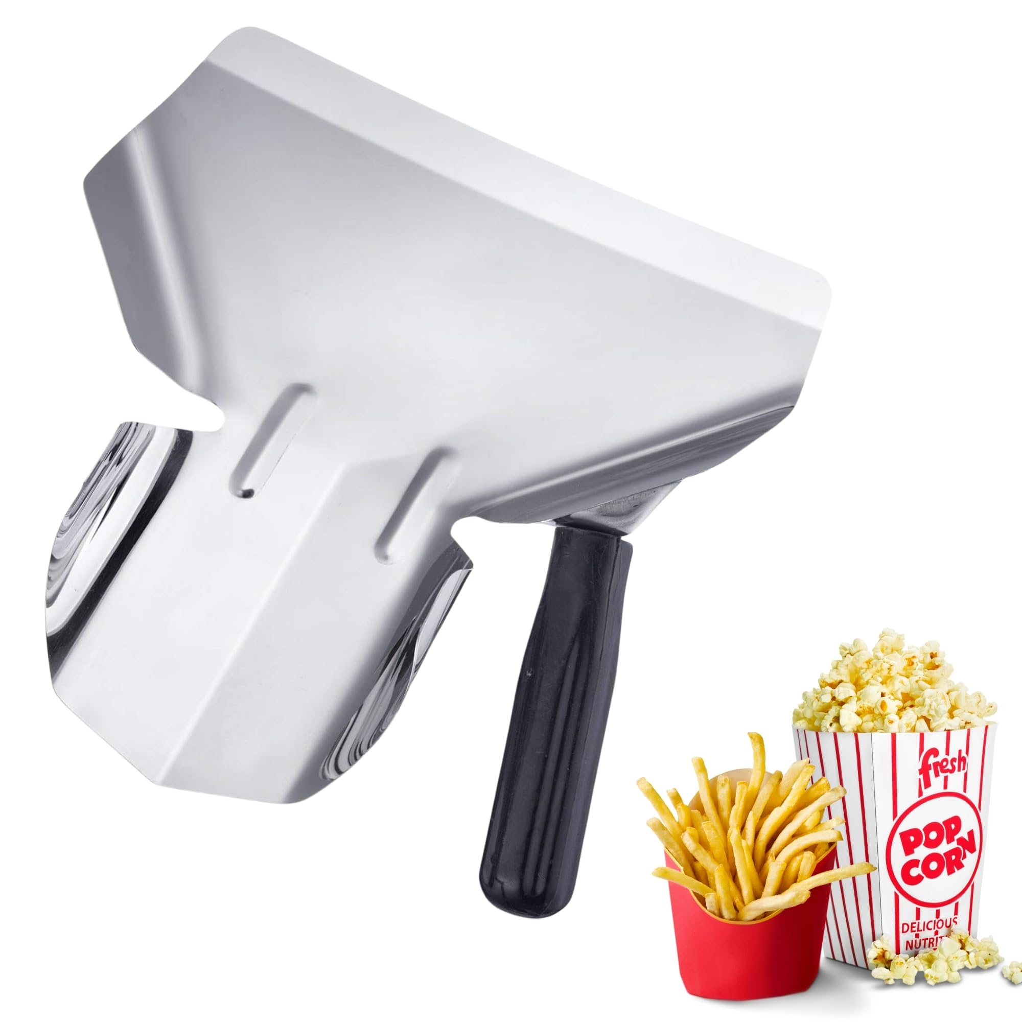 Westmark Paletta per patatine fritte/popcorn, Acciaio inox, 20 x 12 cm, 23 cm, Argento/Nero