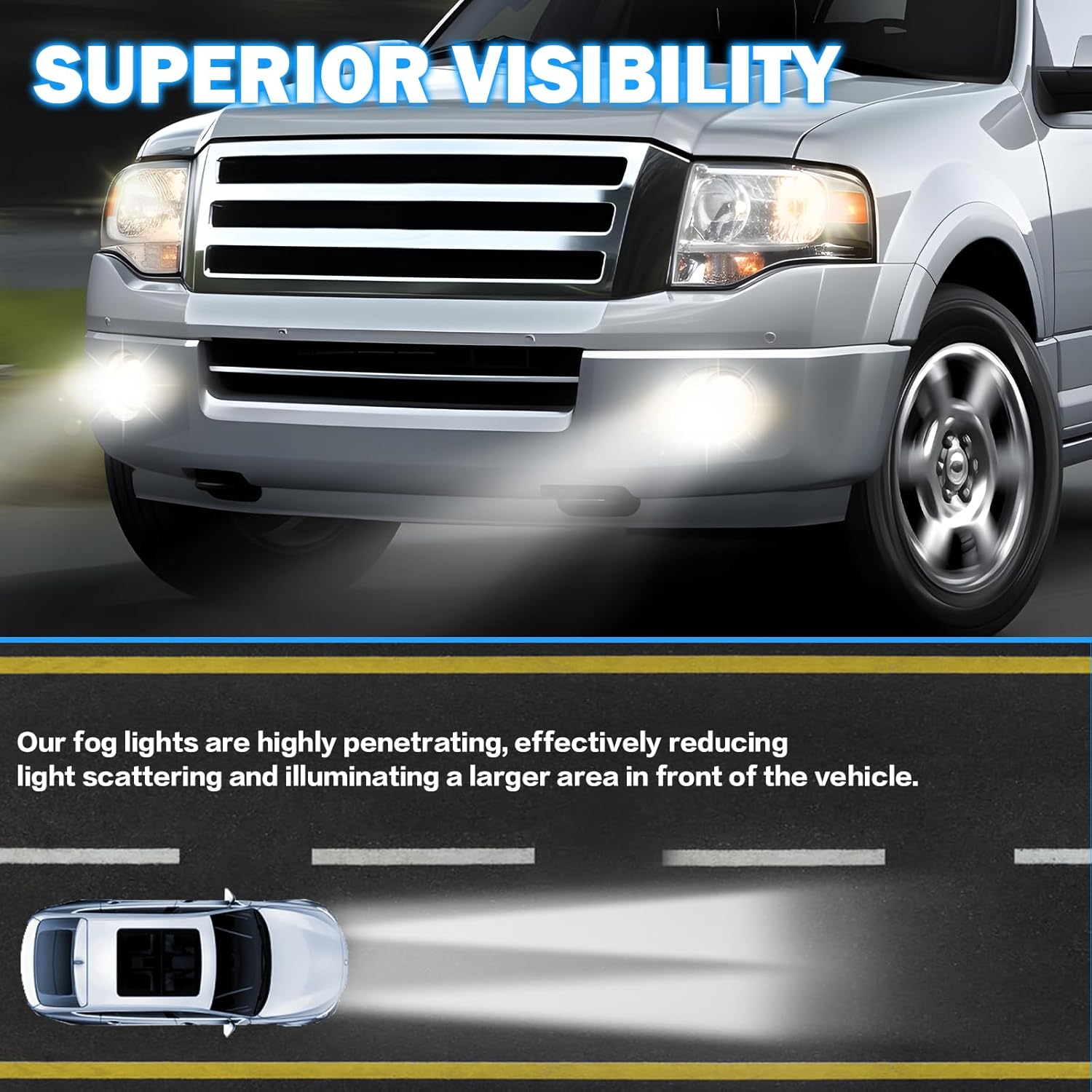 LED Fog Lights Assembly Compatible With 2007-2013 Ford Expedition / 2008-2011 Ford Ranger With Daytime Running Lights and Turn Signal Lights Front Bumper Driving Fog Lamp