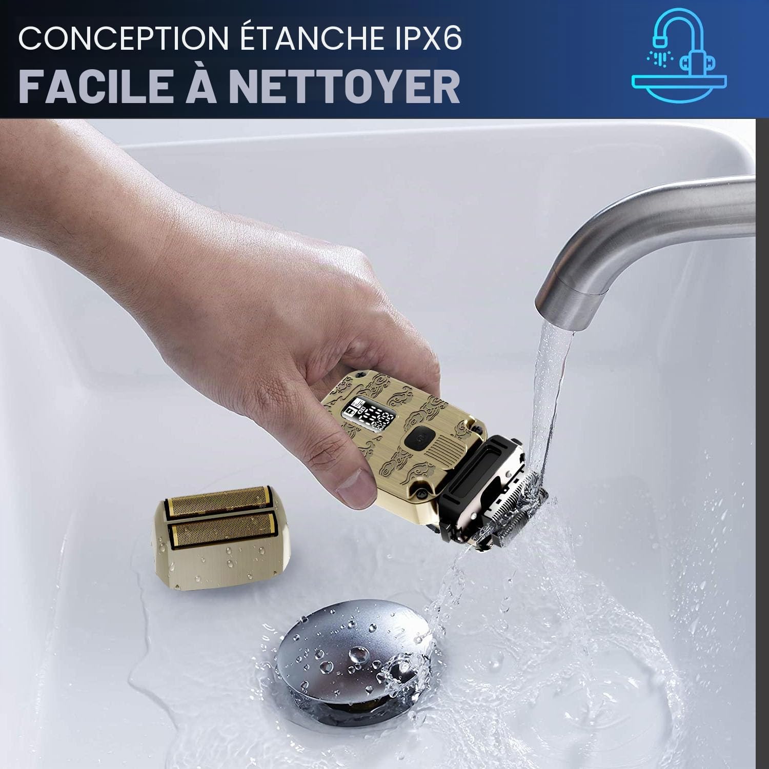 Scttomon Homme Feuille éLectrique Rasoir RéParation De Barbe Rasoir TêTe De Rasoir Tondeuse à Cheveux Sans Fil ImperméAble à L'Eau