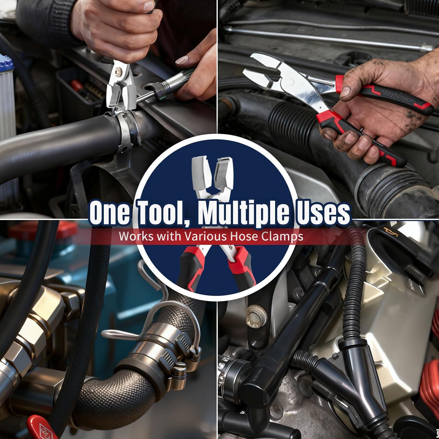 Multi-Directional Hose Clamp Pliers – Heavy Duty Spring Clamp Tool for Fuel Lines, Radiator & Coolant Hoses, Quick Install, Strong Grip & Durable Steel Construction