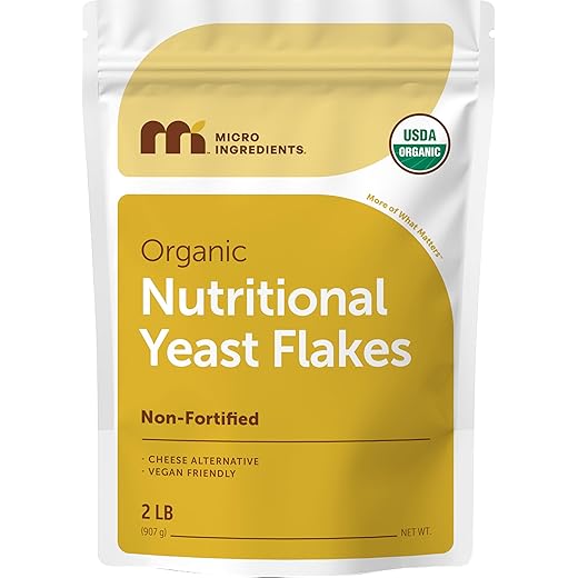 Organic Non-Fortified Nutritional Yeast Flakes, 2 Pounds (32oz)