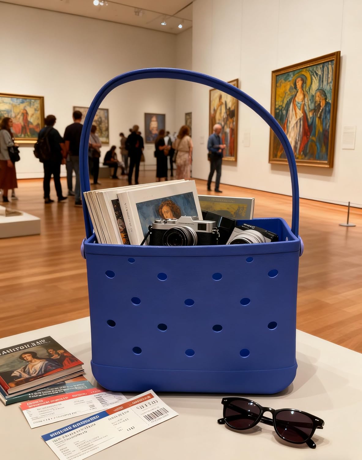 Small Rubber Beach Tote Bag, Open Top Portable Outdoor Travel Bag for Beach Picnic Pool Outings - Image 5