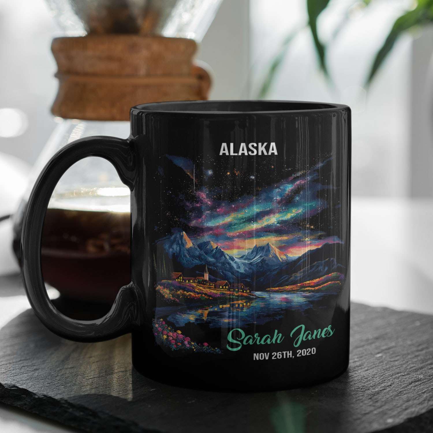 Amazon.com: Custom Name And Date Mountain Landscape Mug, Personalized Alaska  Souvenir Ceramic Cup, Village In Alaska Coffee Mug, Customized Nature Lover  Black Cup 11oz 15oz, Gift For Friends : Home & Kitchen