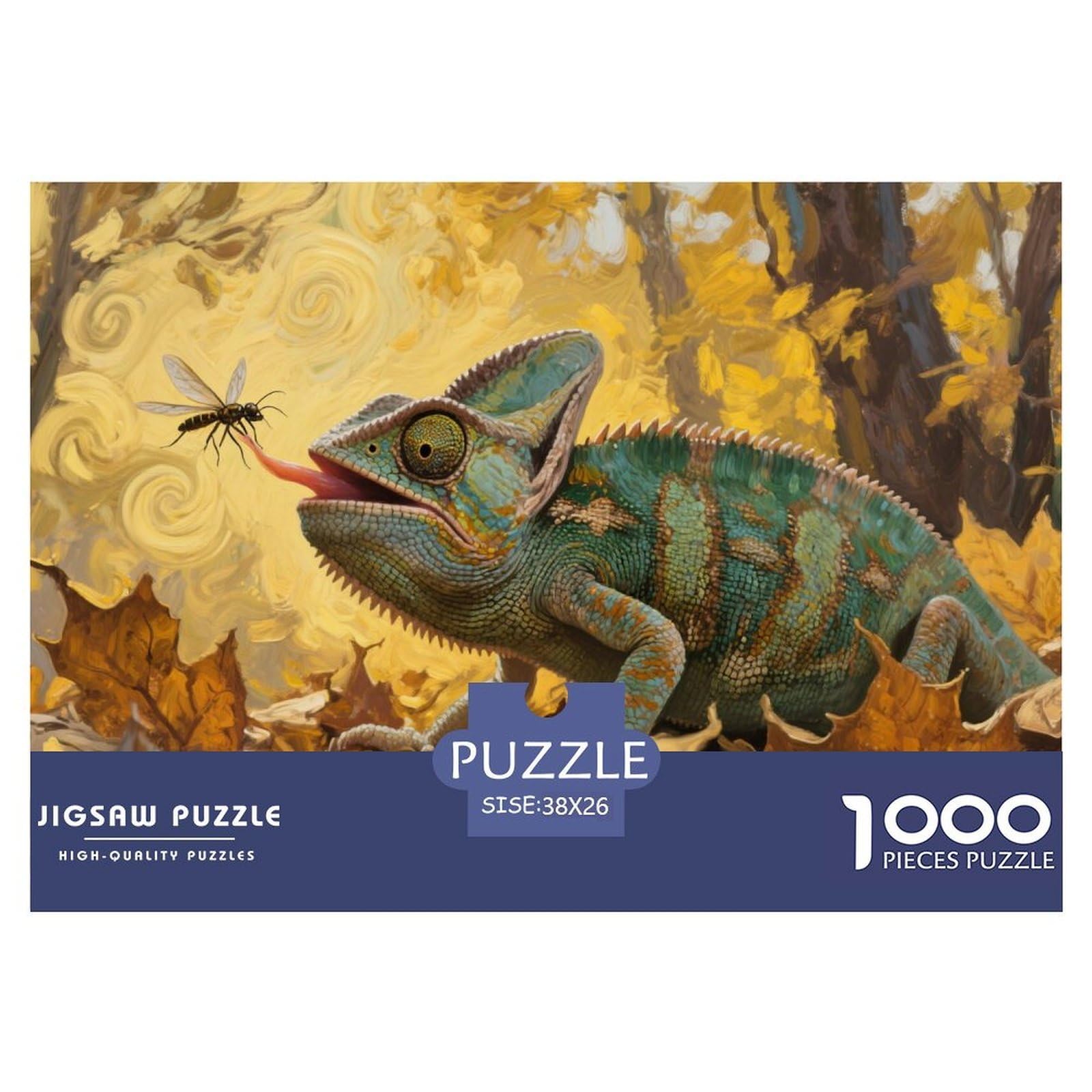 Chameleon Jigsaw 1000 Piece Challenge Game for Adults,Autumn Forest Impossible Jigsaw Puzzles 1000 Piece Educational Game Home Decoration 38x26cm/1000pcs
