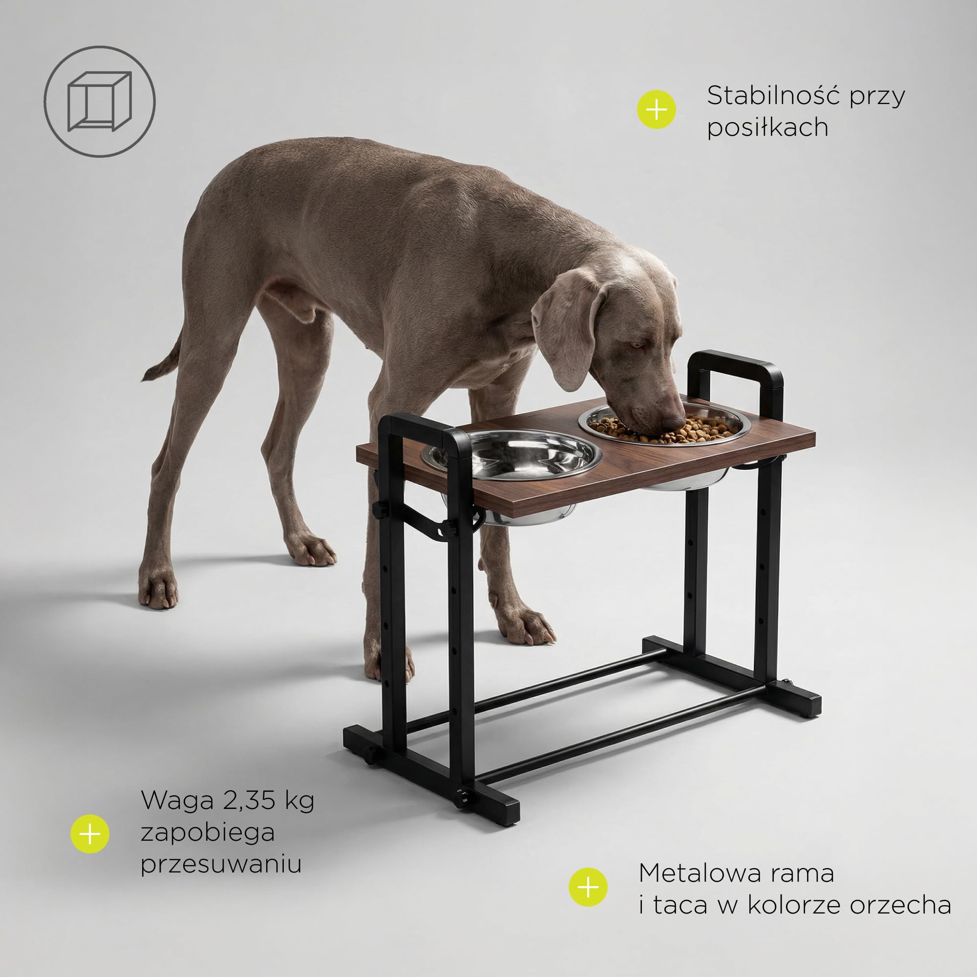 Peluvio Misty Podwyższona miska na karmę dla psów, z regulacją wysokości, 4 stopnie ergonomicznego jedzenia, stacja dla psów z regulowanym kątem, z 2 miskami ze stali nierdzewnej, łatwa do czyszczenia