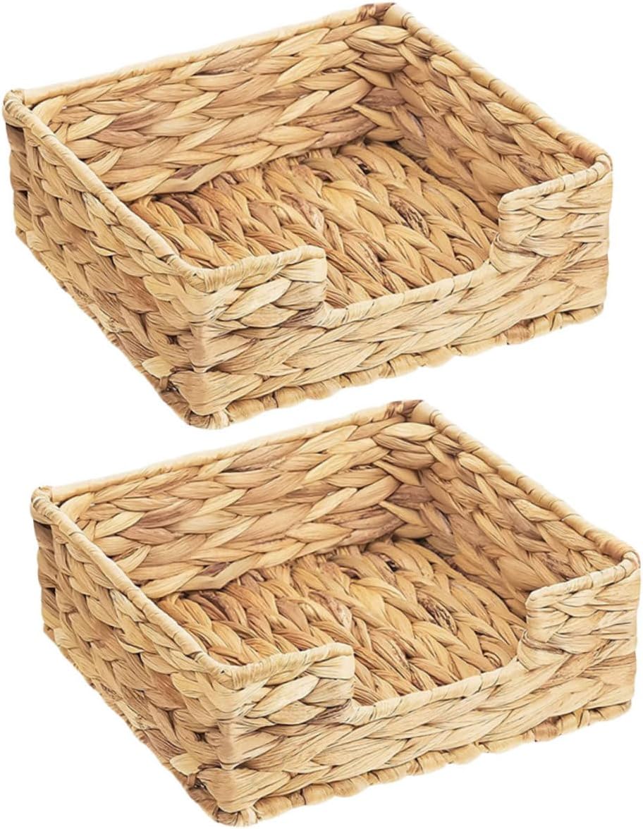 2Pcs Hand Woven Napkin Holder Guest Towel Holder for Home Restaurant Rustic Countertop Decor Stylish Design for Kitchen Parties