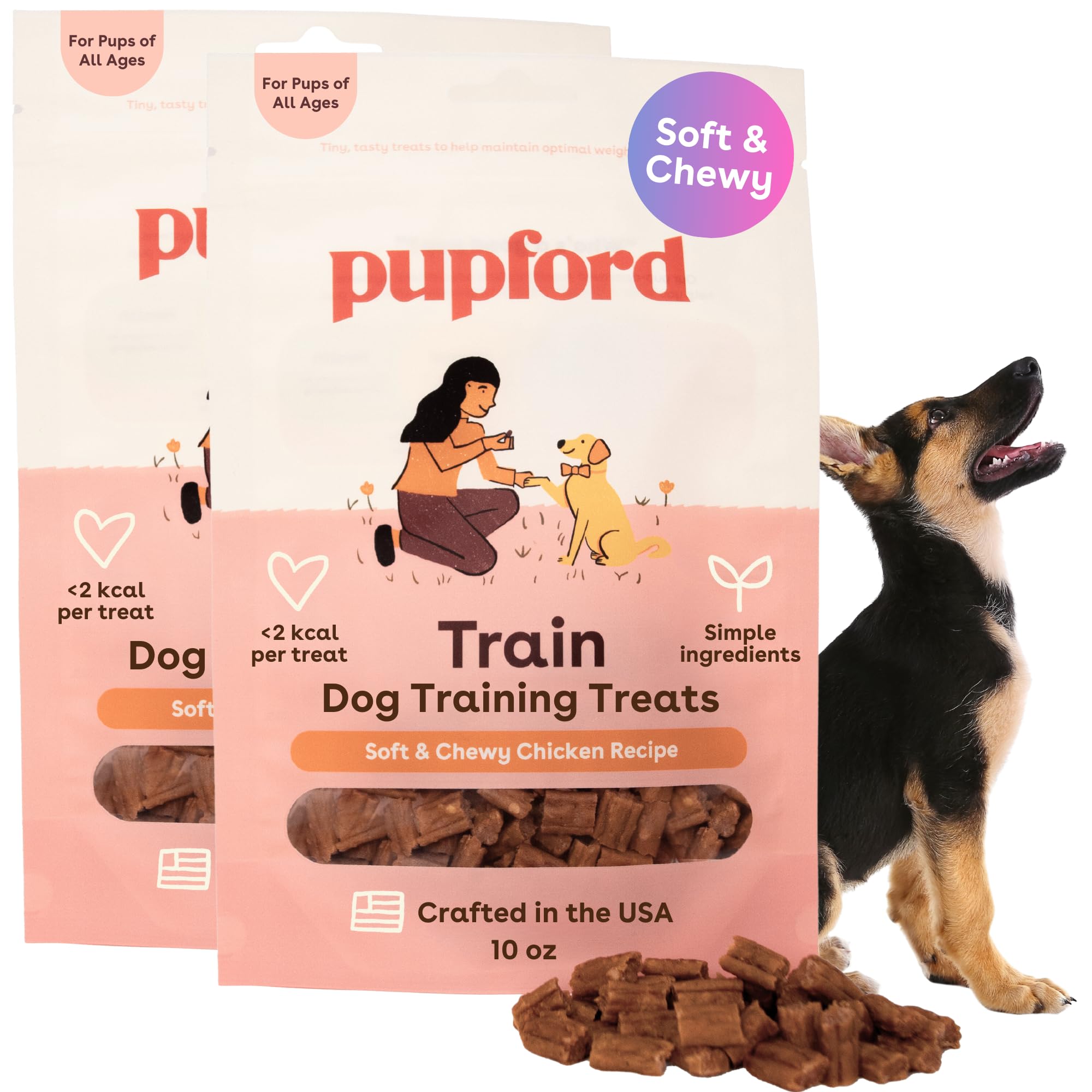 Pupford Soft &amp; Chewy Training Treats for Dogs &amp; Puppies (Chicken, 10 oz, 2 Pack)