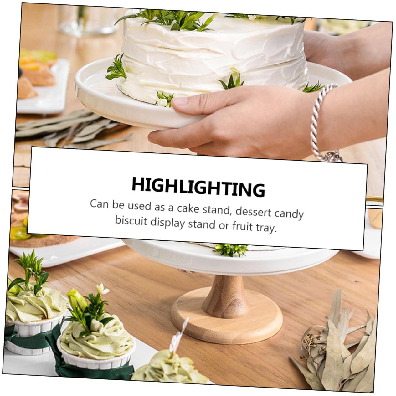 COLLBATH Alzatina per Torte in Ceramica Bianca per Esposizione | Eventi e Buffet, per Frutta, Dessert e Caramelle, Lavorazione Fine e Design Creativo