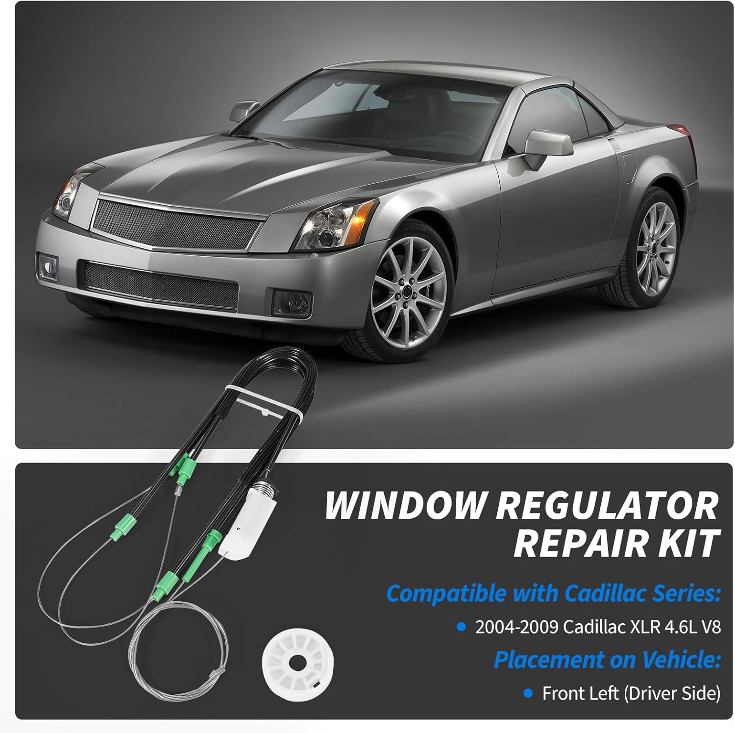 Window Regulator Repair Kit Compatible with 2004-2009 Cadillac XLR 4.6L,Replacement Driver Side Front Left Window Regulator Repair Kit