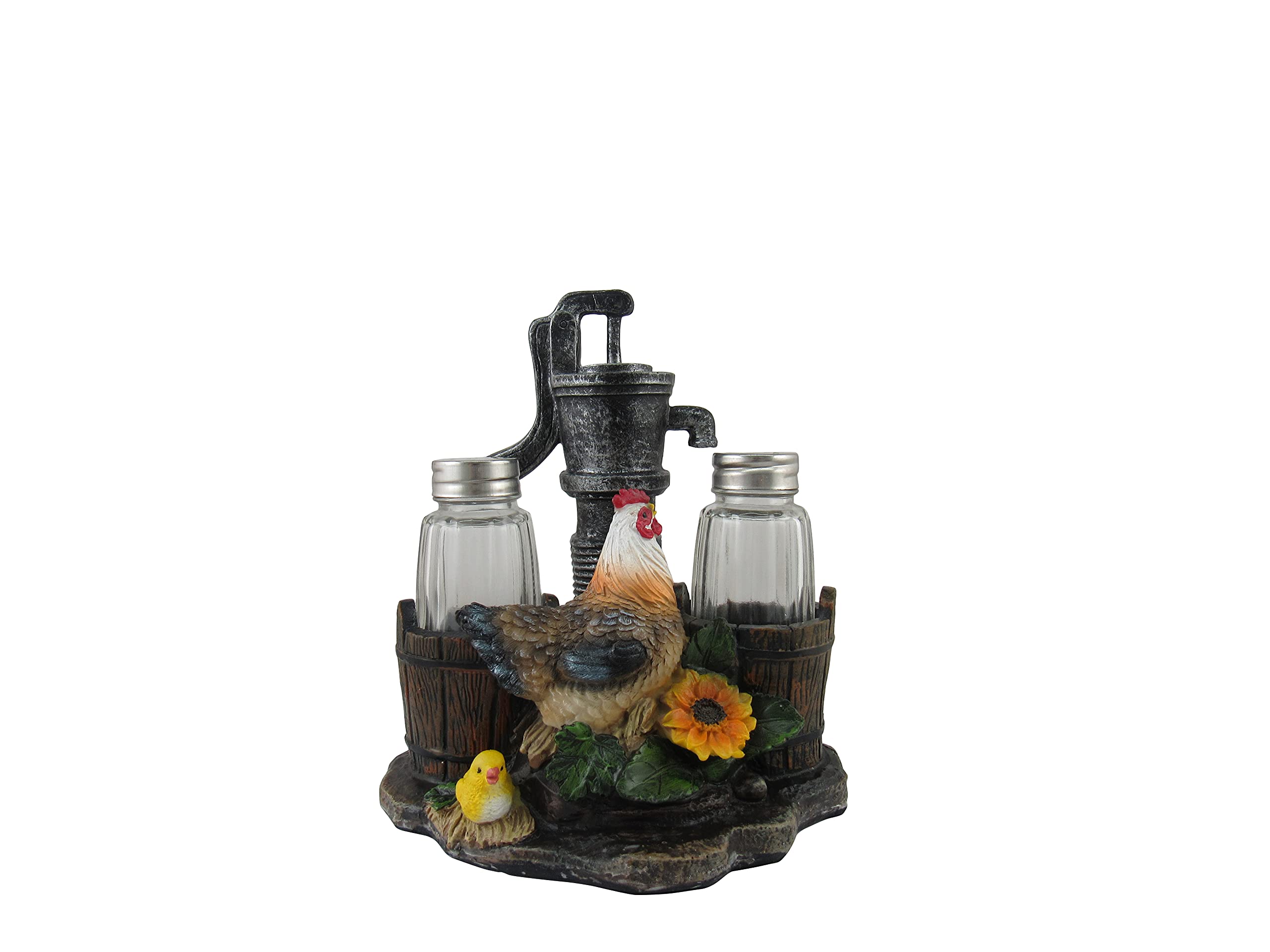 Figurines de poulet de ferme DWK avec porte-épices rustique et salière poivrière