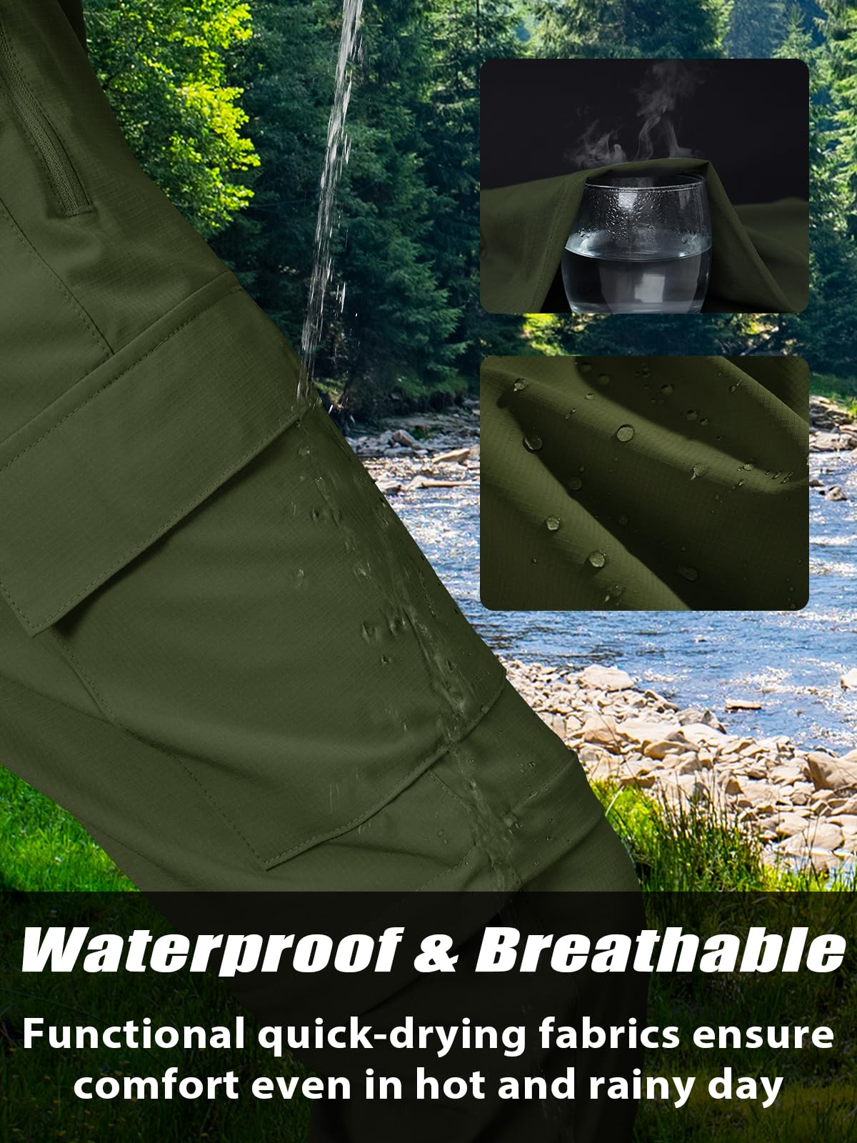 Pantalon de randonnée convertible pour garçons avec fermeture éclair - Pantalon scout à séchage rapide - Imperméable et léger - 4 à 18 ans