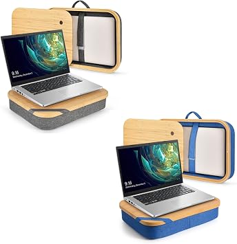 Mayjoy Bamboo Laptop Table Tray for Bed Couch, Lap Desk with Storage, Cover Removable Lap Desk for Lap, Computer Laptop Stand on Lap, Work on Bed or Couch, Write or Draw on Your Lap