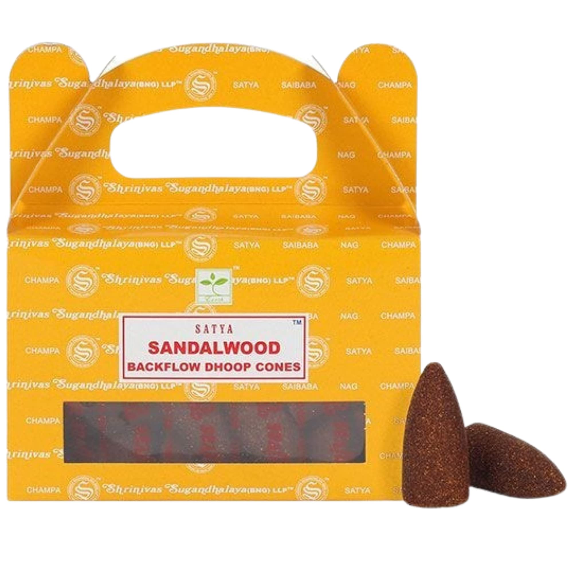 Satya Backflow Cones used for Aromatherapy, Spa, Yoga, Weddings, Reiki, Meditation, Healing by SAMASIA (Sandalwood)