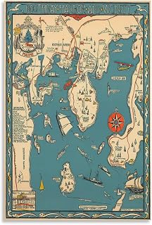 Boothbay Harbor And Surrounding Areas Vintage Map Poster Home Canvas Wall Decor Art Canvas Painting Posters And Prints Wall Art Pictures for Living Room Bedroom Decor 12x18inch(30x45cm) Unframe-style