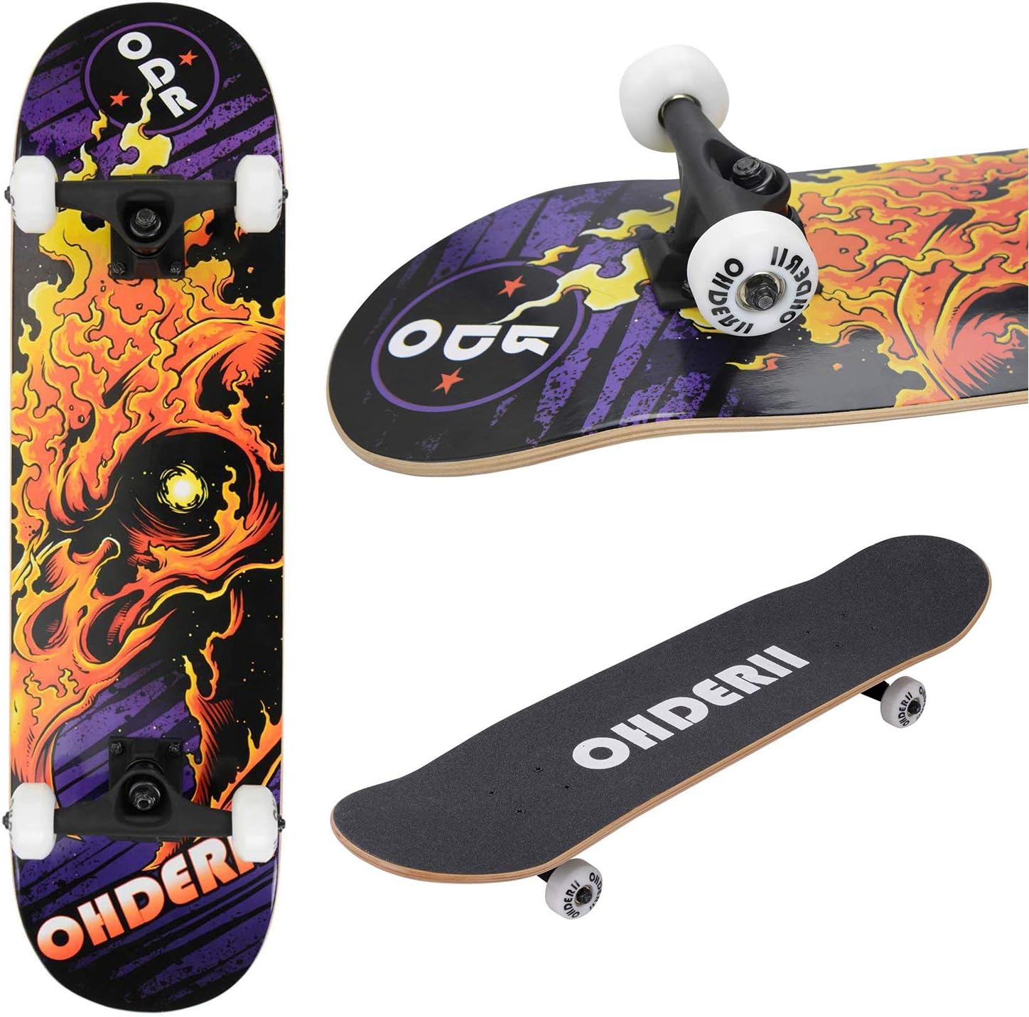 Pro Skateboard Complete 31" Cruiser Skateboards x 4Spare Wheels x T Type Wrench (Aquila Fire)