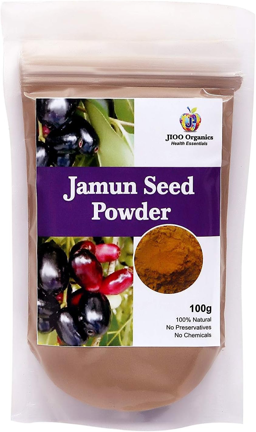 JIOO Organics Jamun Seed Powder (जामुन का पाउडर) | Fresh Fruit Black Plum | Sugar Control & Blood Purification (100 gm)