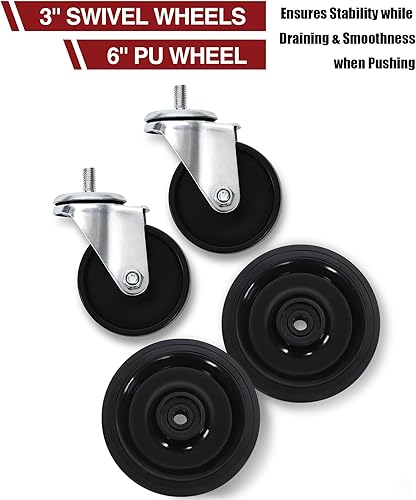 Miniatura 5 de DEXSO Bandeja de drenaje de aceite de 17 galones con bomba de mano y manguera de 8 pies, perfil bajo y mango plegable en T para camiones,