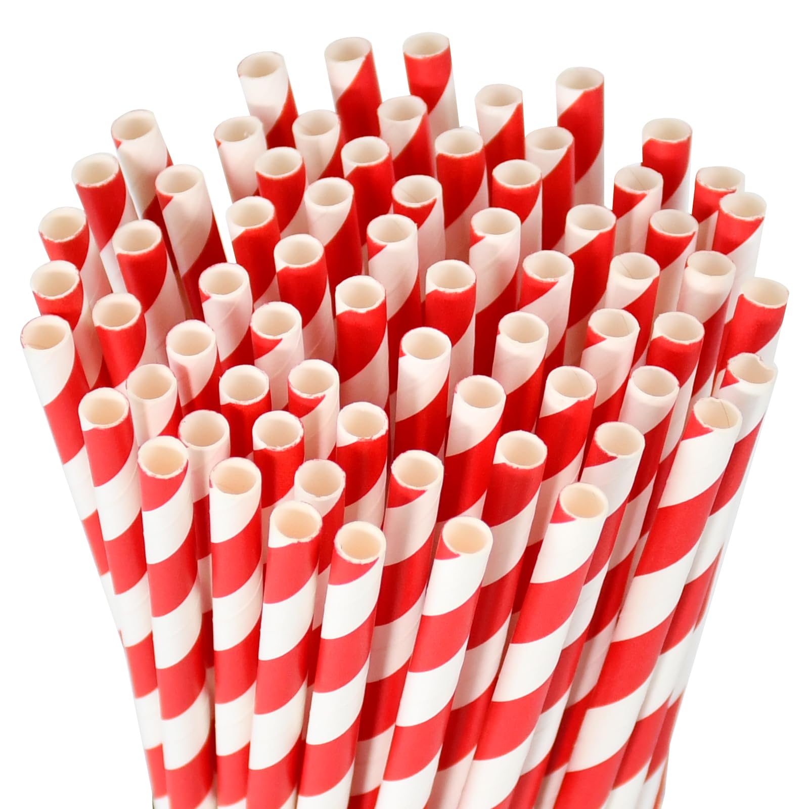 Lives on Green 19.7 cm Red/White Striped Paper Straws Organic Pack of 100 - for Drinks Cocktails, Decoration, Party, Crafts - Image 4