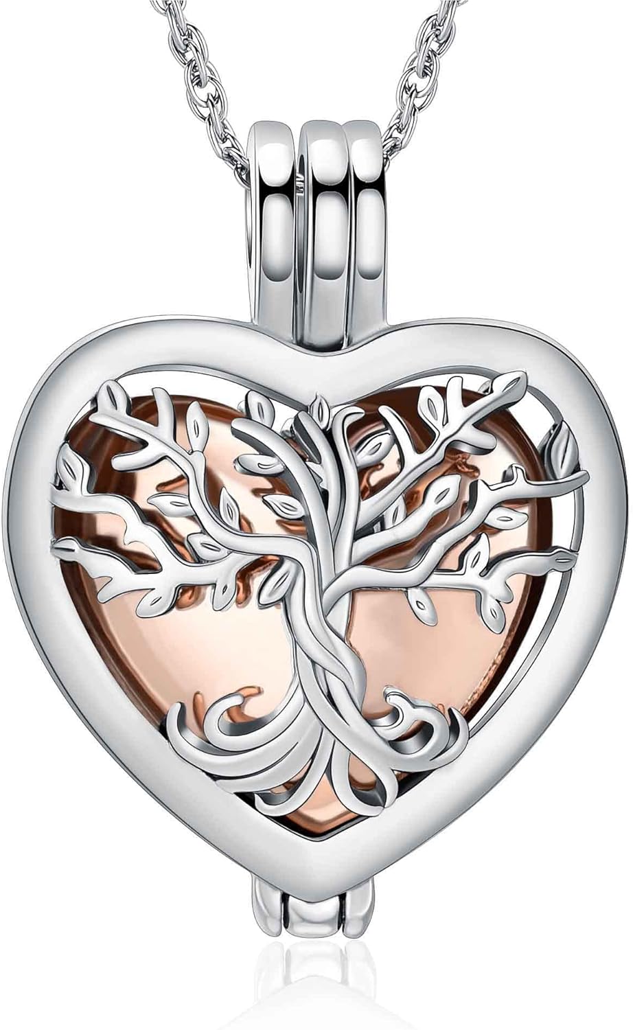 shajwo Heart Cremation Jewelry Tree of Life Urn Ashes Necklace for Women Men Loved One Memorial Human Ash Pendant