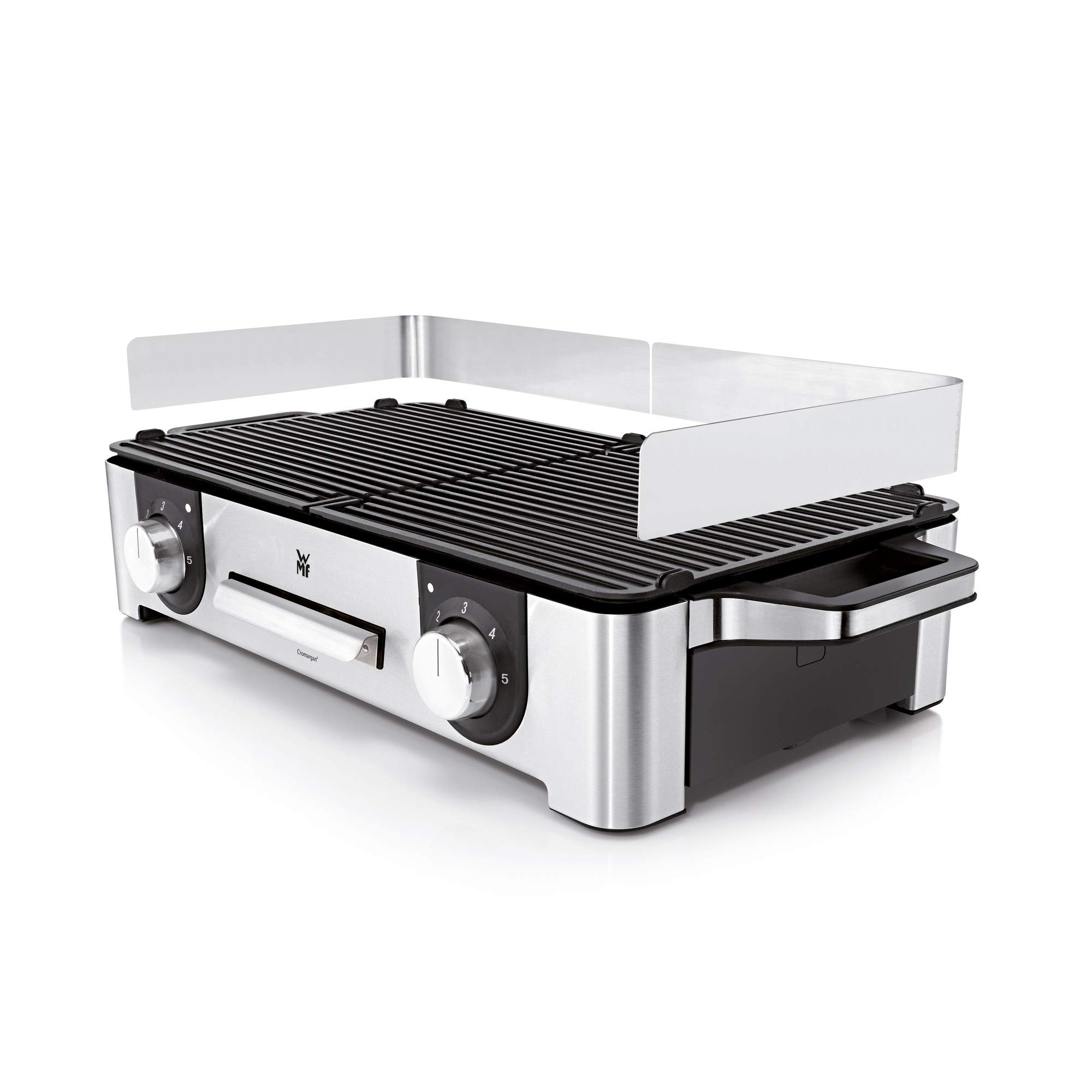 WMF Master Grill Lono, Griglia Elettrica per Interni ed Esterni con 2 Piastre Antiaderenti in Alluminio 28x50cm, Base in Acciaio Inox 18/10, Temperatura Regolabile, Facile da Pulire, 2400 W