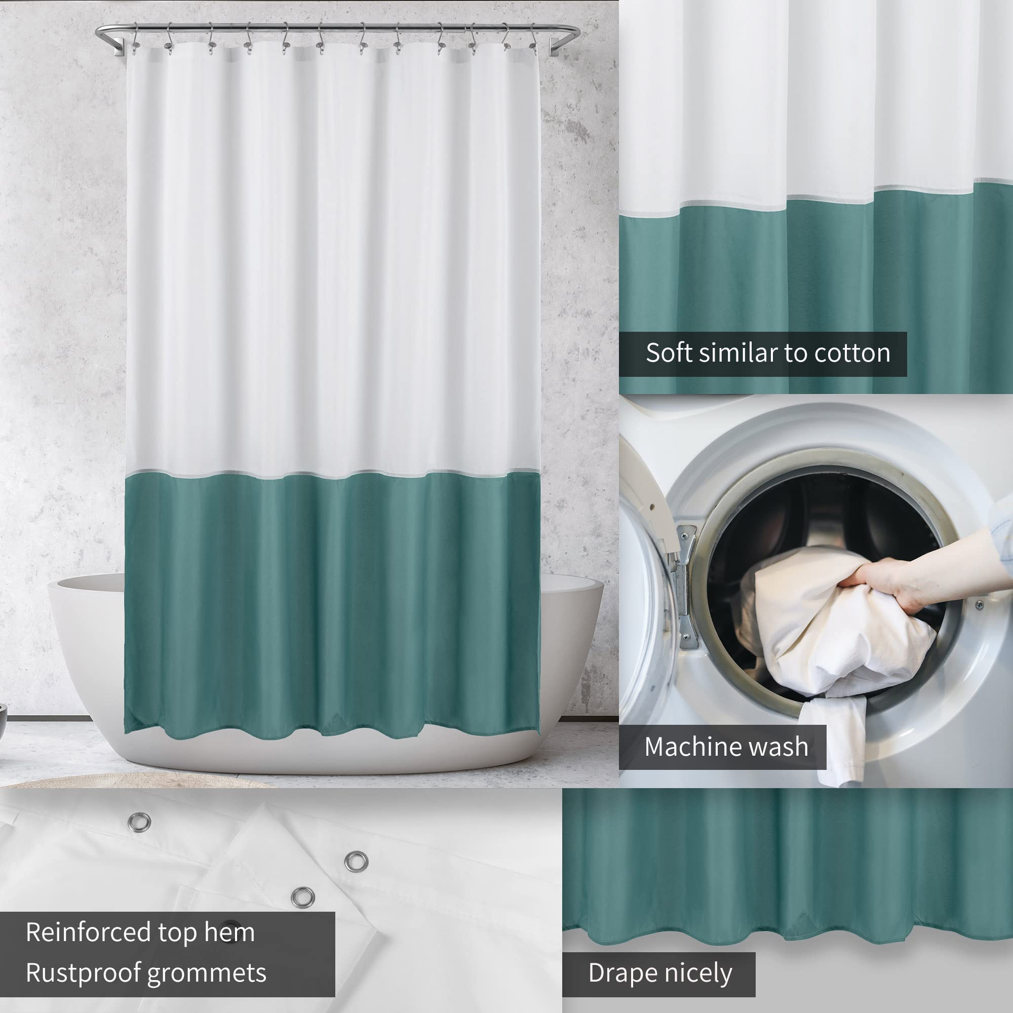 Snapklik.com : ALYVIA SPRING Waterproof Fabric Shower Curtain Liner ...