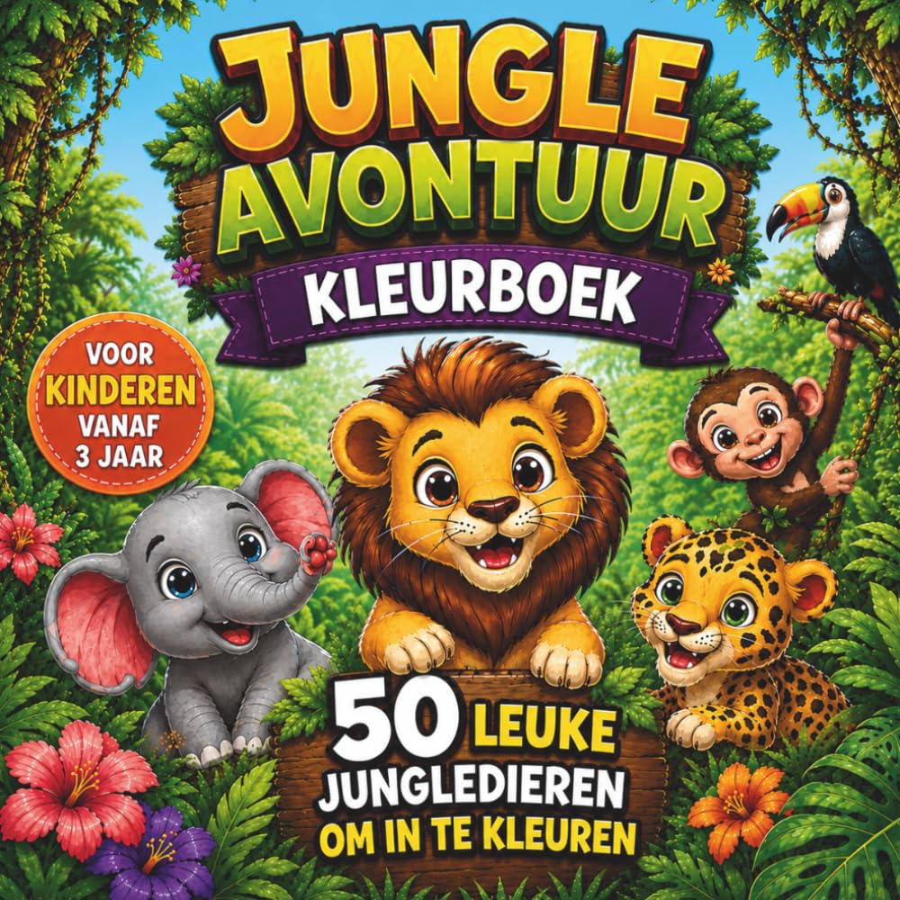 Jungle Avontuur Kleurboek: 50 Leuke Jungledieren om In te Kleuren