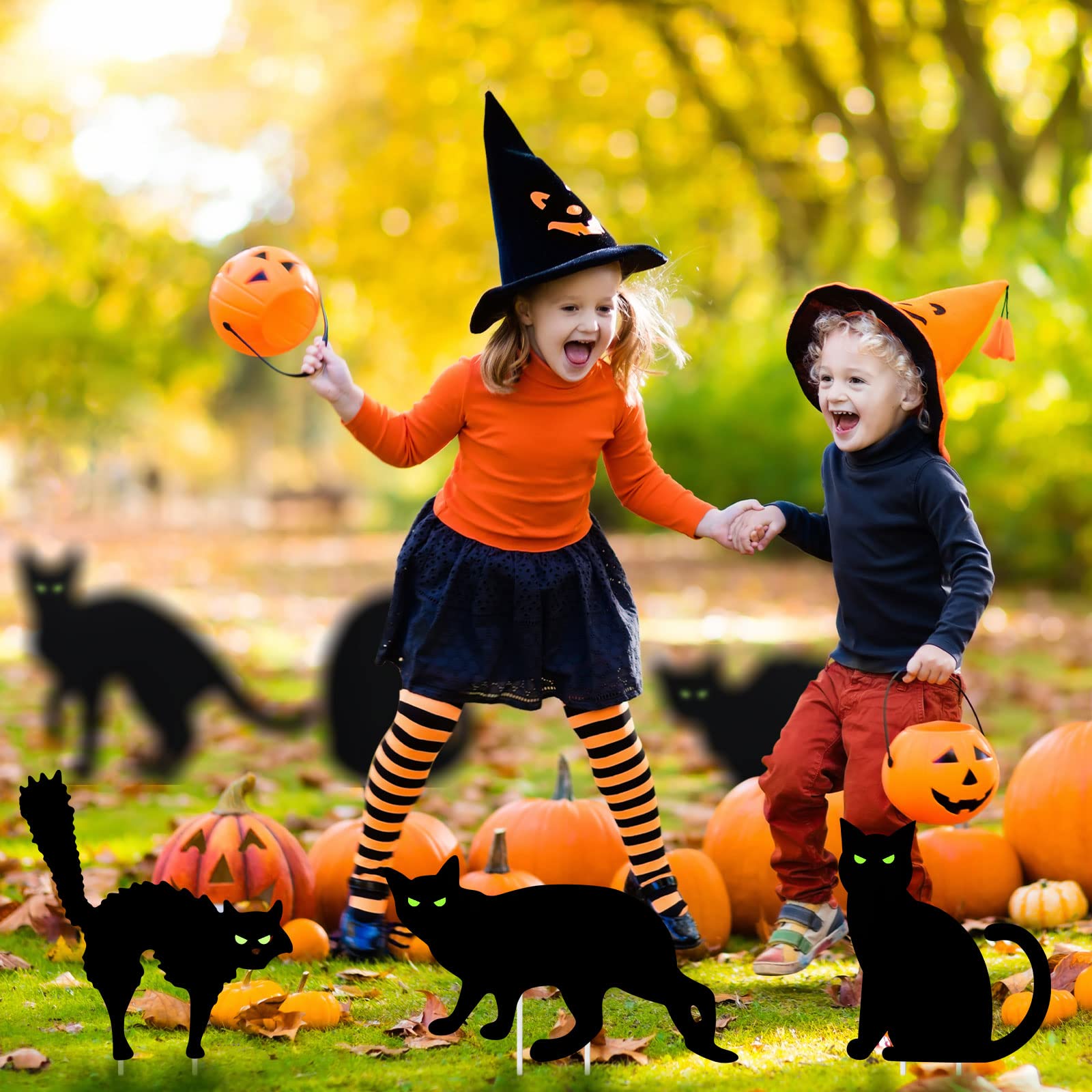 Whaline 10-teiliges Halloween-Hofschild-Set Mit 20 Pfählen – Süßigkeiten-Mais-Design, Wasserdicht, Für Garten-Deko