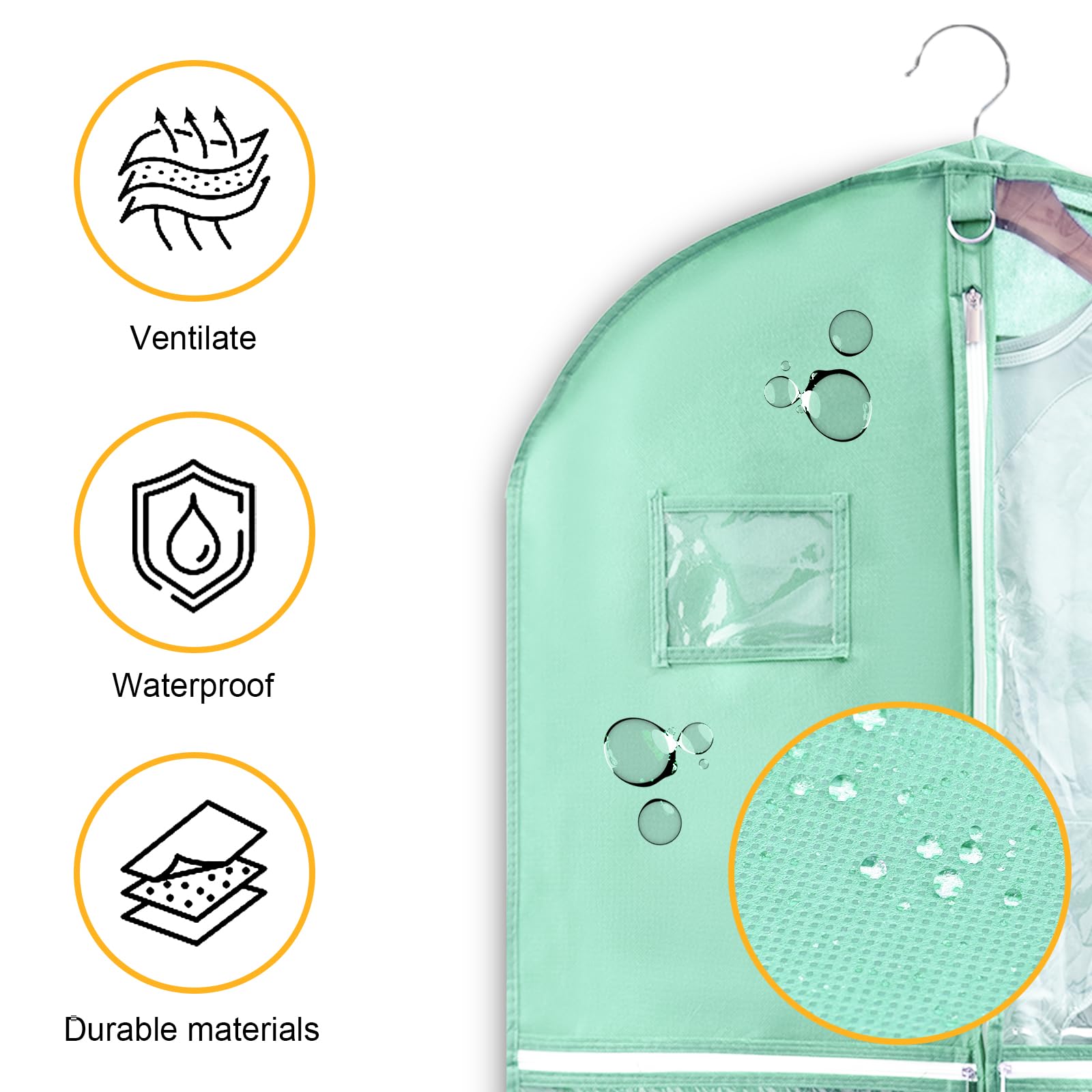 HZE Tanz-Kleidersäcke – 4er Set, Transparent, Mit 4 Fächern & Namensschild – Perfekt Für Kostüme, Turnen & Reisen