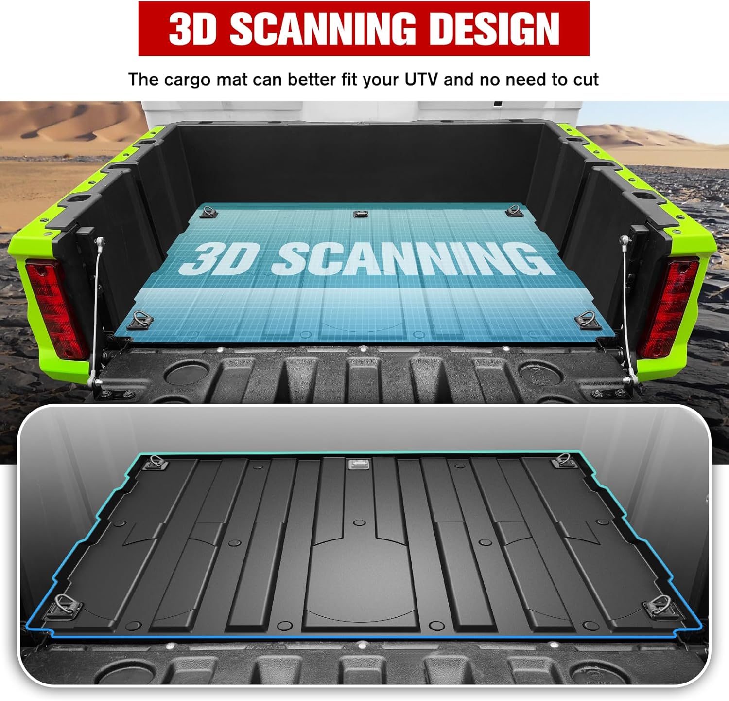 Cargo Bed Mat Liners for Honda Pionner 520 2021-2025, TPE Rear Full Bed Floor Mat All Weather Protection Slush Liner, Non-Slip, Waterproof for Honda Pioneer 520 Accessories - Image 6