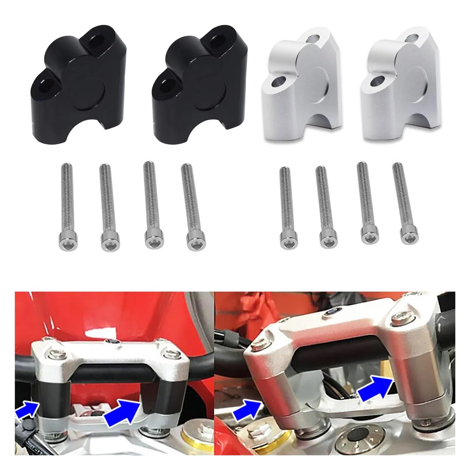 Adaptador De Abrazadera Elevadora Manillar Aleación Aluminio Para Extensor Motocicleta Y Bicicleta Eléctrica Alzas Manillar Moto(Stlyle1)