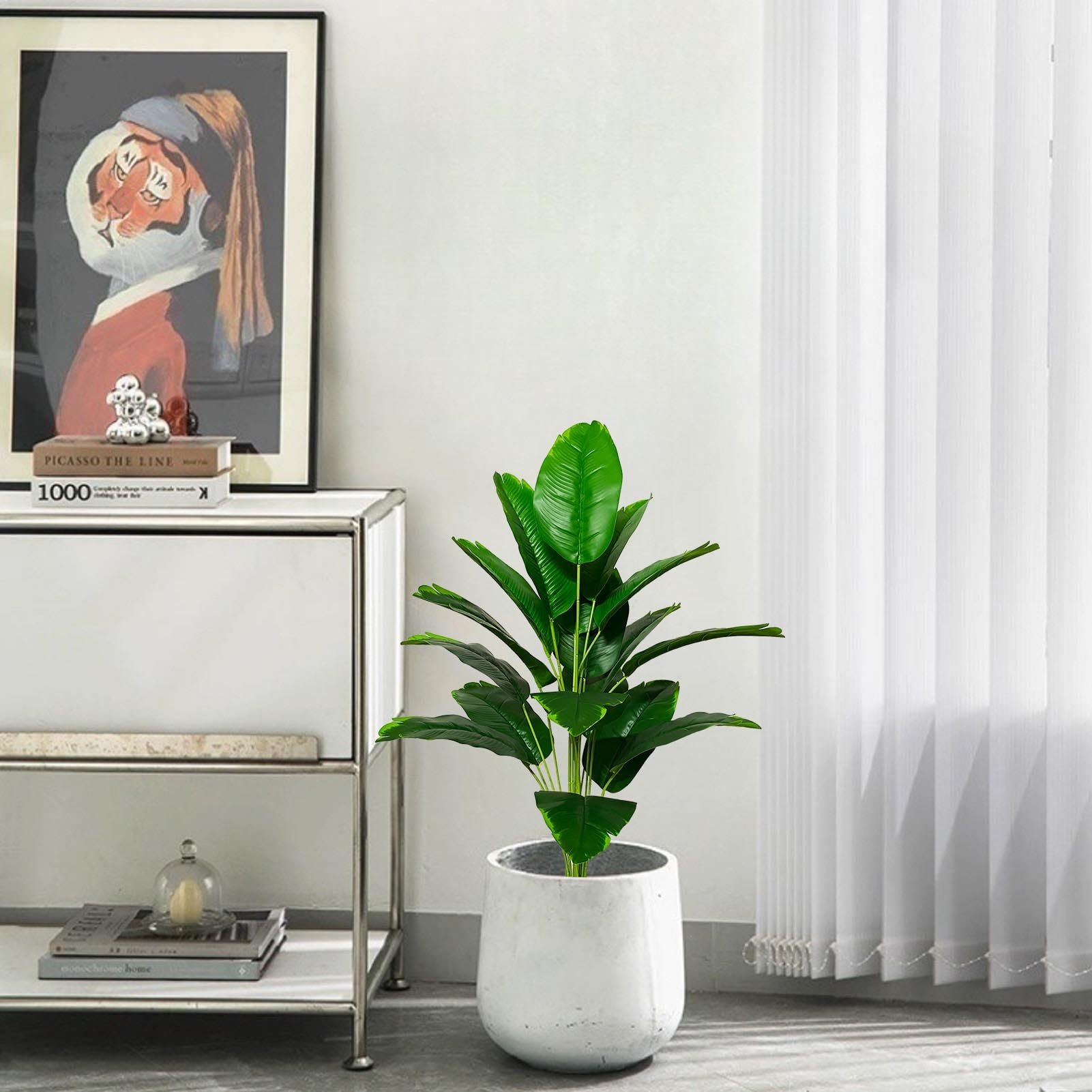 Plante Artificielle Palmier 80 Cm - Fausse Plante Verte Pour Intérieur Et Extérieur, Avec Pot