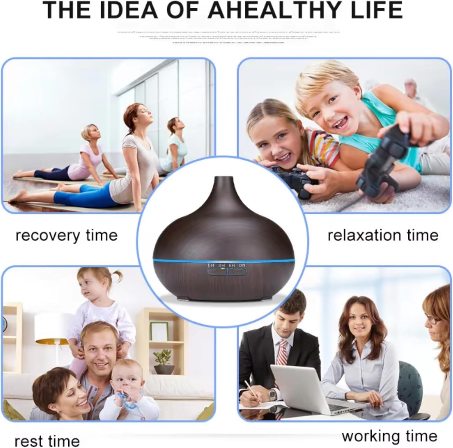 Fragrance Humidifier Essential Diffuser 200ml | Essential Oil Air Purifier | Wood Grain Ultrasonic Cool Mist | LED Light | Auto Shut-Off | Home, Office & Spa.