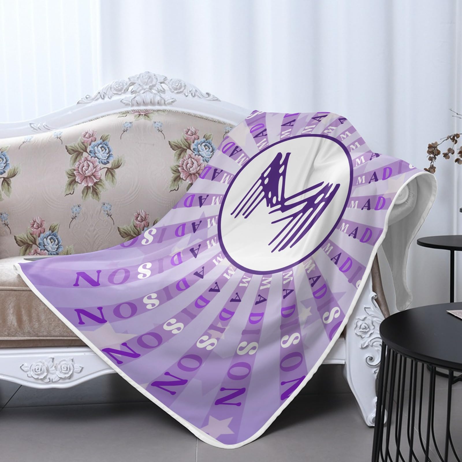 GoTussWO Custom Purple Star Stripes Name Circle lanket That Stays Cool All Night, Cooling Bedding for Hot Sleepers,30x40Inch