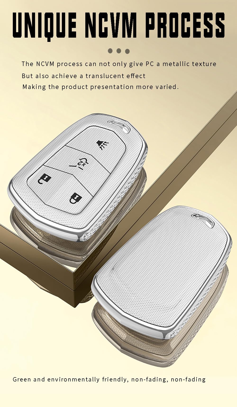 ontto Custodia per chiave auto, compatibile con Cadillac CT4 CT5 CT6 XTS XT4 XT5 Escalade 2020 2021 2022 in pelle, protezione chiave con portachiavi, custodia protettiva per telecomando, Tpy A Bianco