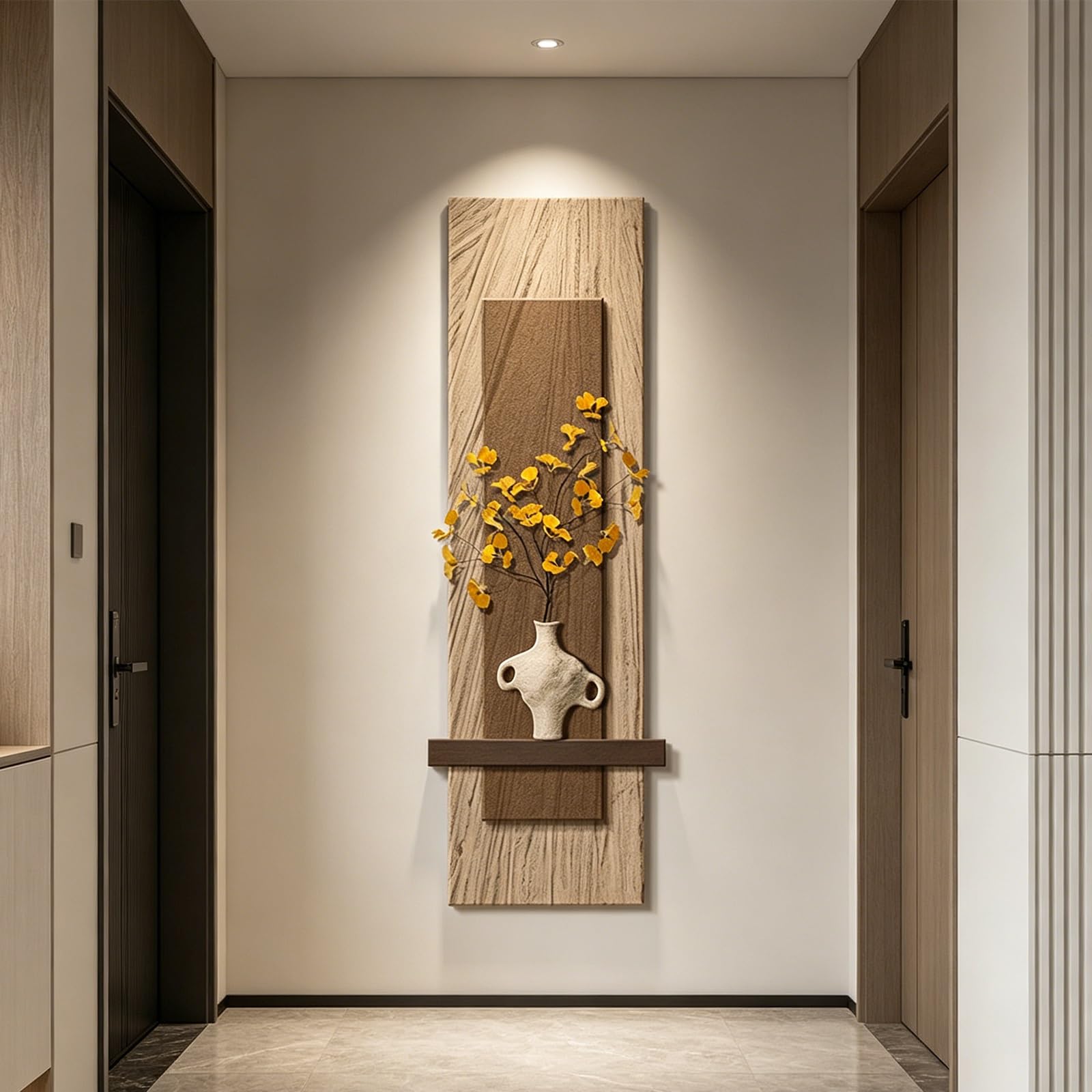 PGZMDTWI Modern 3D Sandstone Wall Art with Dimmable LED Lighting, Textured Relief Sculpture for Living Room Foyer Entrance(F,50 * 150CM 9.7 * 59.1IN)