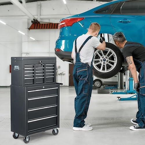 Miniatura 2 de Winado Caja de herramientas con ruedas y cerradura y llave, caja de herramientas con armario de almacenamiento grande, caja superior portátil