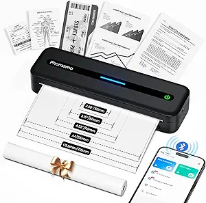 Phomemo Portable Printers Wireless for Travel, Inkless Portable Thermal Printer for Phone Laptop, Support 8.5'' x 11'' US Letter and A4 Szie, Bluetooth Mobile Printers for Vehicle Office Home Use