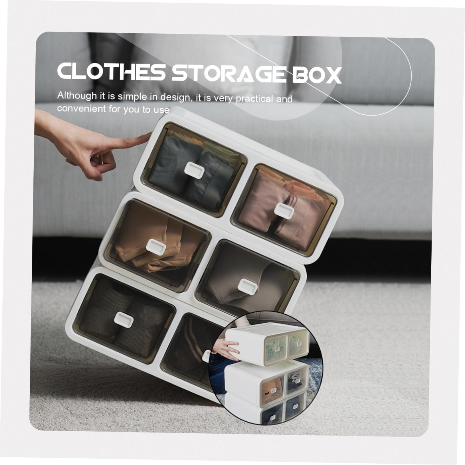 ABOOFAN Schubladenbox 5 Fächer für Socken und Krawatten Kleiderschrank Organizer aus Pp Weiß Stapelbar und Platzsparend